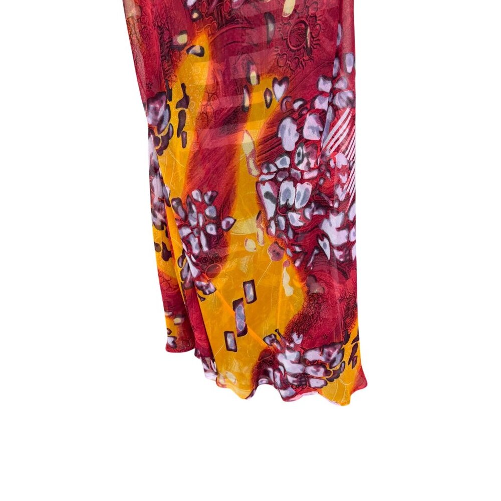 Kenzie Reversible Maxi Dress 18W Scoop Neck Floral Boho Hippie Tropical Red - Picture 8 of 11
